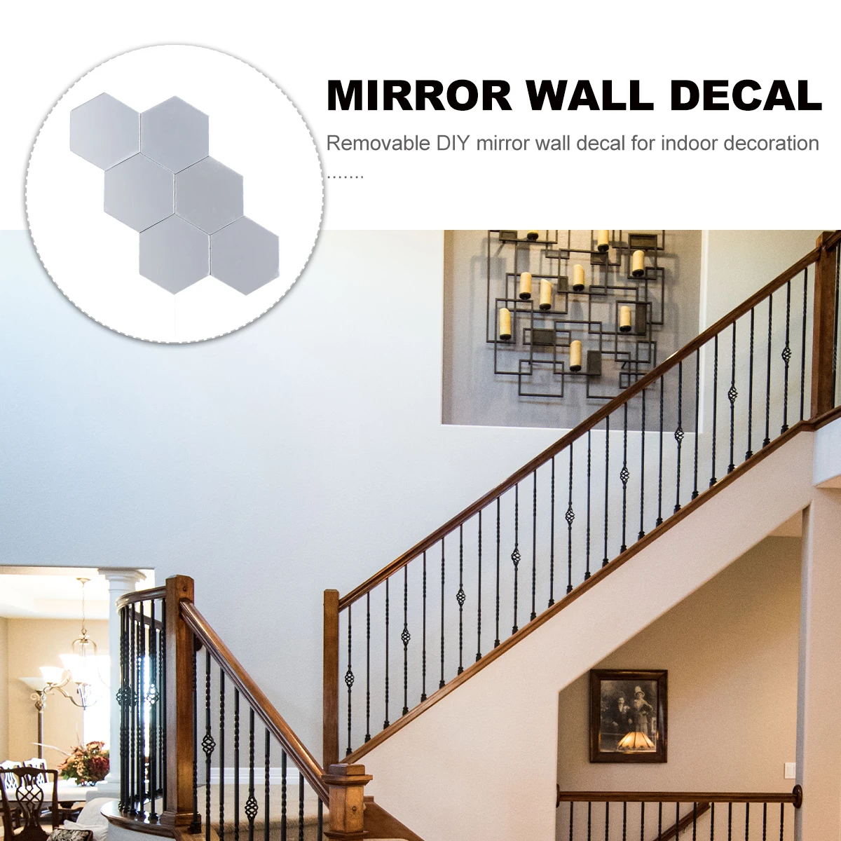 

12 Pcs Mirror Wall Stickers Gold Hexagon Decal Removable Decorations For Smooth Walls Living Room Bedroom