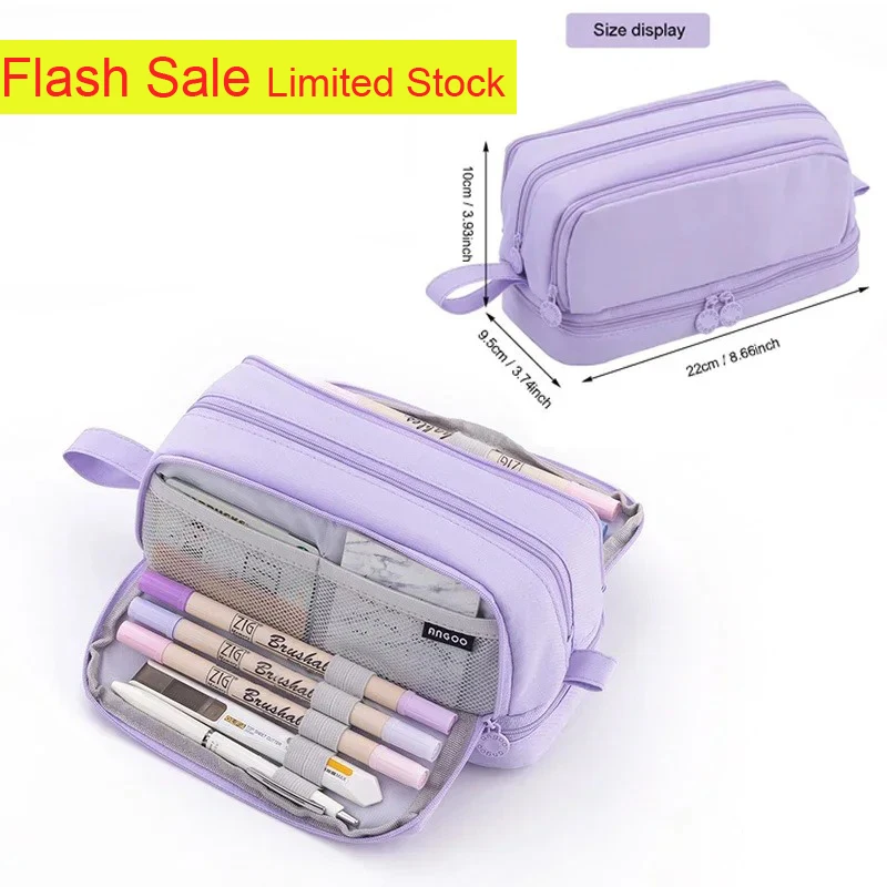 4 Compartments Large Capacity Pencil Case Aesthetic School Office Stationery Bag for Girls Boys Pen Pouch Back to School