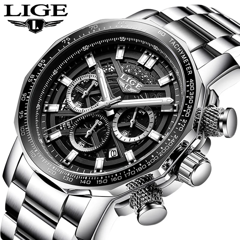 

LIGE лучший бренд класса люкс мужские деловые водонепроницаемые кварцевые наручные часы светящиеся часы из нержавеющей стали для мужчин reloj hommes