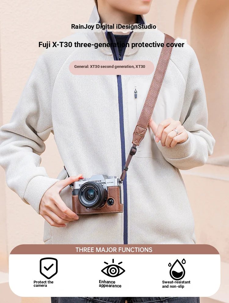 Camera bag suitable for Fujifilm XT30iii/XT30ii/xt30/xt20/xt10 camera protective case leather case base strap accessories