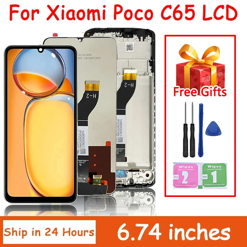 6.74 ''AAA qualité pour Xiaomi Poco C65 LCD cadre d'affichage écran tactile panneau numériseur pour poco C65 2310FPCA4G affichage