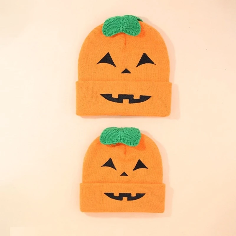 Festival Pumpkin Faced Hat for Adult Kids Winter Autumn Hat Teens Warm Pullover Hat Knitted Halloween Props Caps