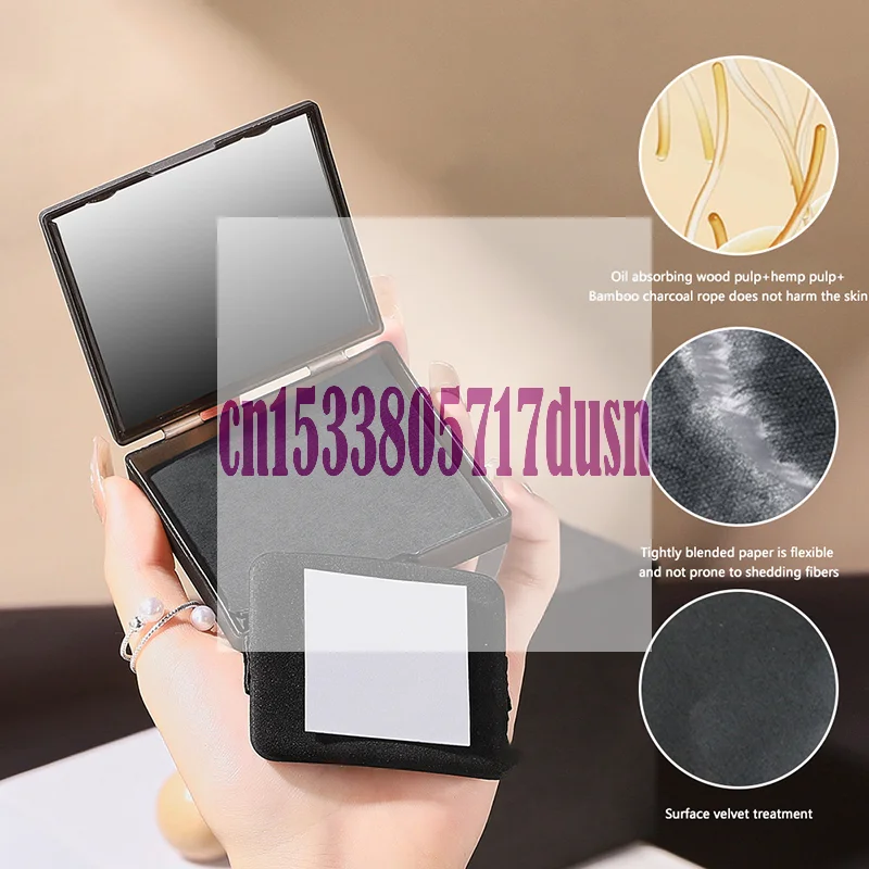 {여름2} 100매 오일 블로팅 시트 메이크업 퍼프 거울 포함 얼굴용 오일 흡수 클리닝 페이퍼 스킨케어 메이크업 도구