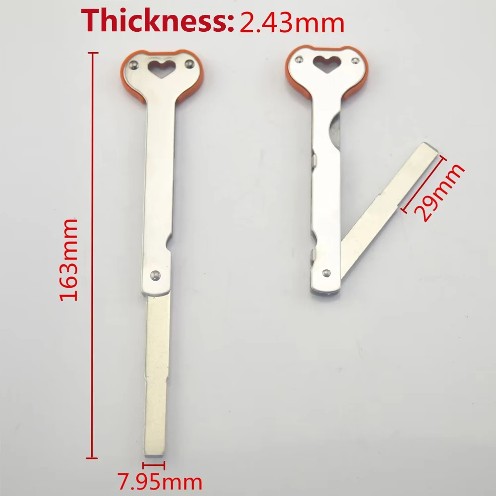 5PCS/LOT Fingerprint Lock Folding Stainless Steel Handle Flat Curved Key Blank 2 Handles Random