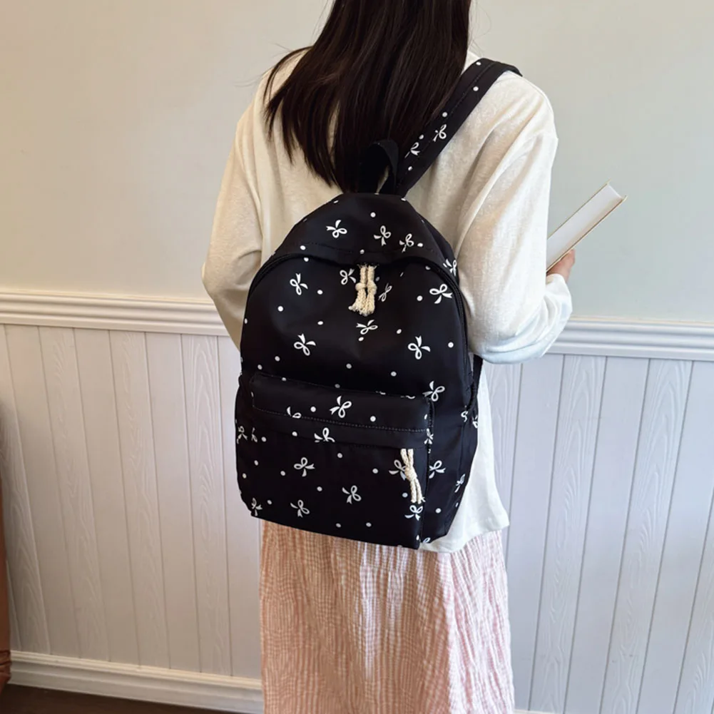 3-teiliger Kawaii-Nylon-Rucksack mit Handtasche und Federmäppchen, süßer Rucksack mit Schleife, schöner Laptop-Rucksack mit Schleife, Reise-Rucksack