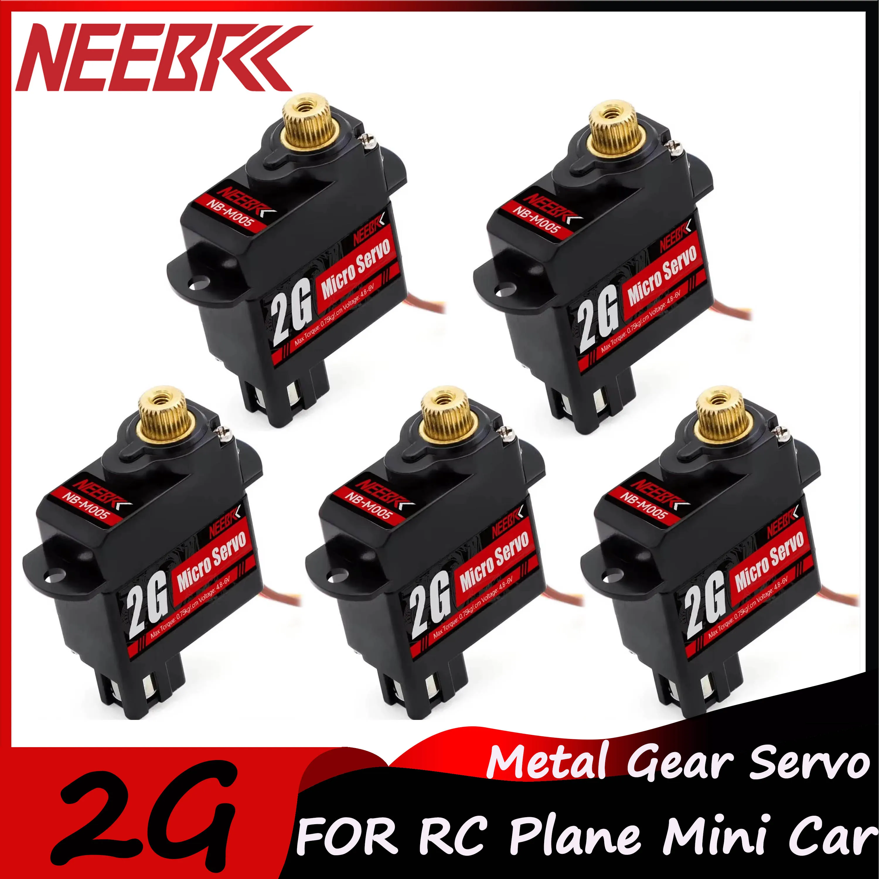 NEEBRC 2g Mini Servo Metal Gear Waterdichte kernloze motor Digitaal voor RC Micro Car Vaste vleugel Vliegtuig Helikopter Robot Boot Onderdeel
