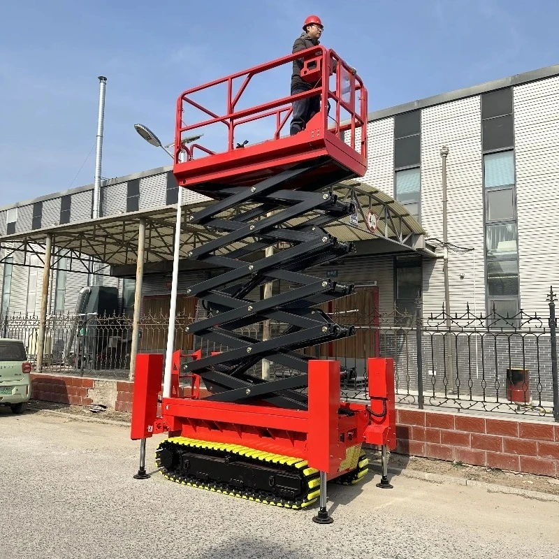 12M Steel Crawler Scissor Lift Platform Remote Control Hydraulic Aerial Work Platform For Sale