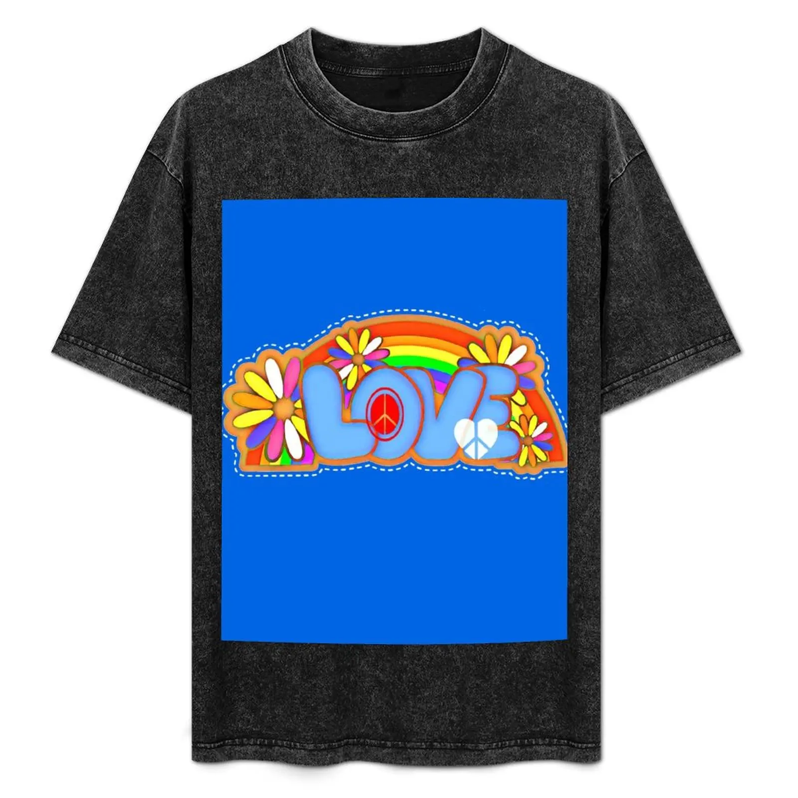 

Love Retro Peace Sign Hippy Art T-Shirt blue archive gifts for boyfriend vintage mens t shirts casual stylish