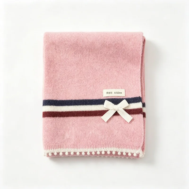Bow letter scarf women's winter temperament thickened warm fashion scarf high quality containing wool