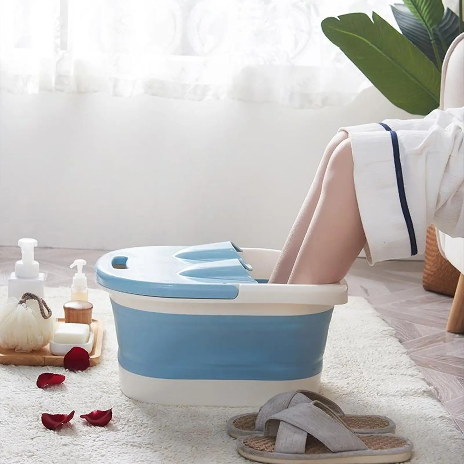 

Домашний складной спа-салон для ног Ванна для замачивания ног Спа-ванна для замачивания усталости и боли в ногах Синий/Розовый