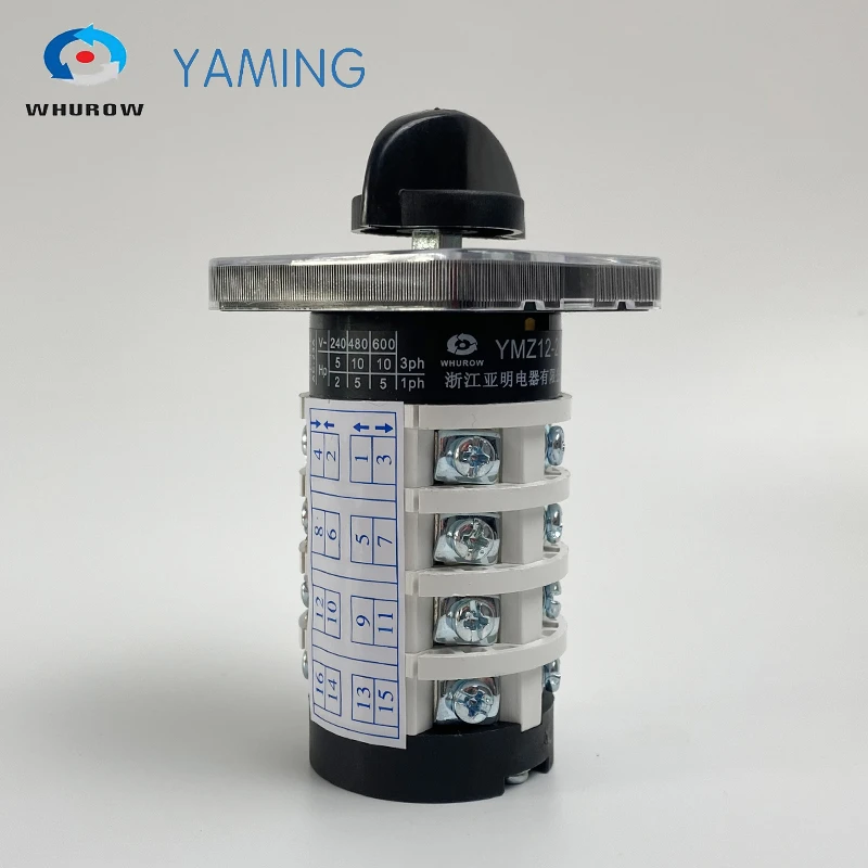 0-6 Position LW31 YMZ12-20/4 Universal Manual Electrical Changeover Rotary Cam Switch 20A 690V 4 Sections 50x50mm