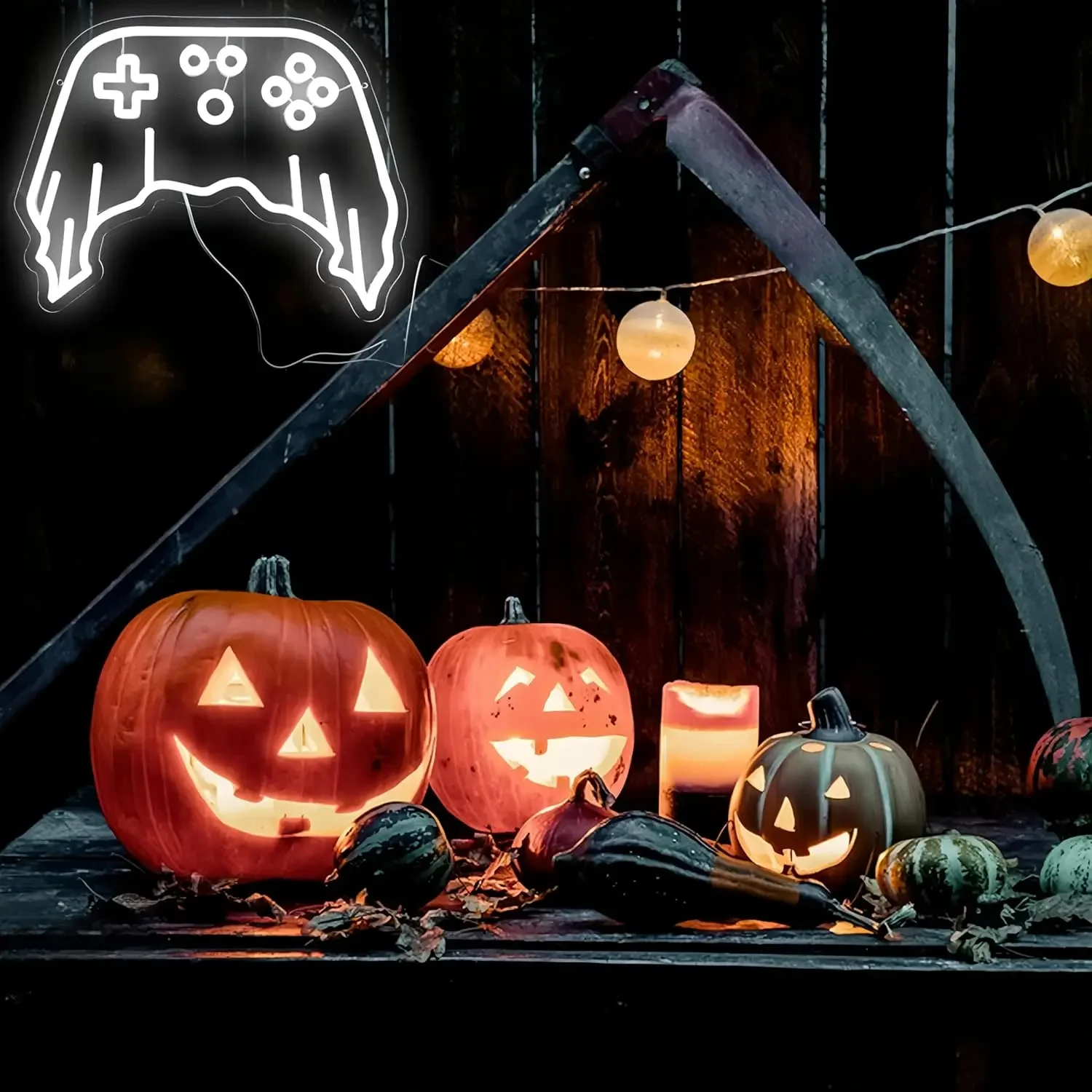 Spooky Ghost Gaming Controllers Neon Light Sign USB Dimmable LED Neon Sign for Bedroom Club Bar Man Cave Party Gifts Wall Decor