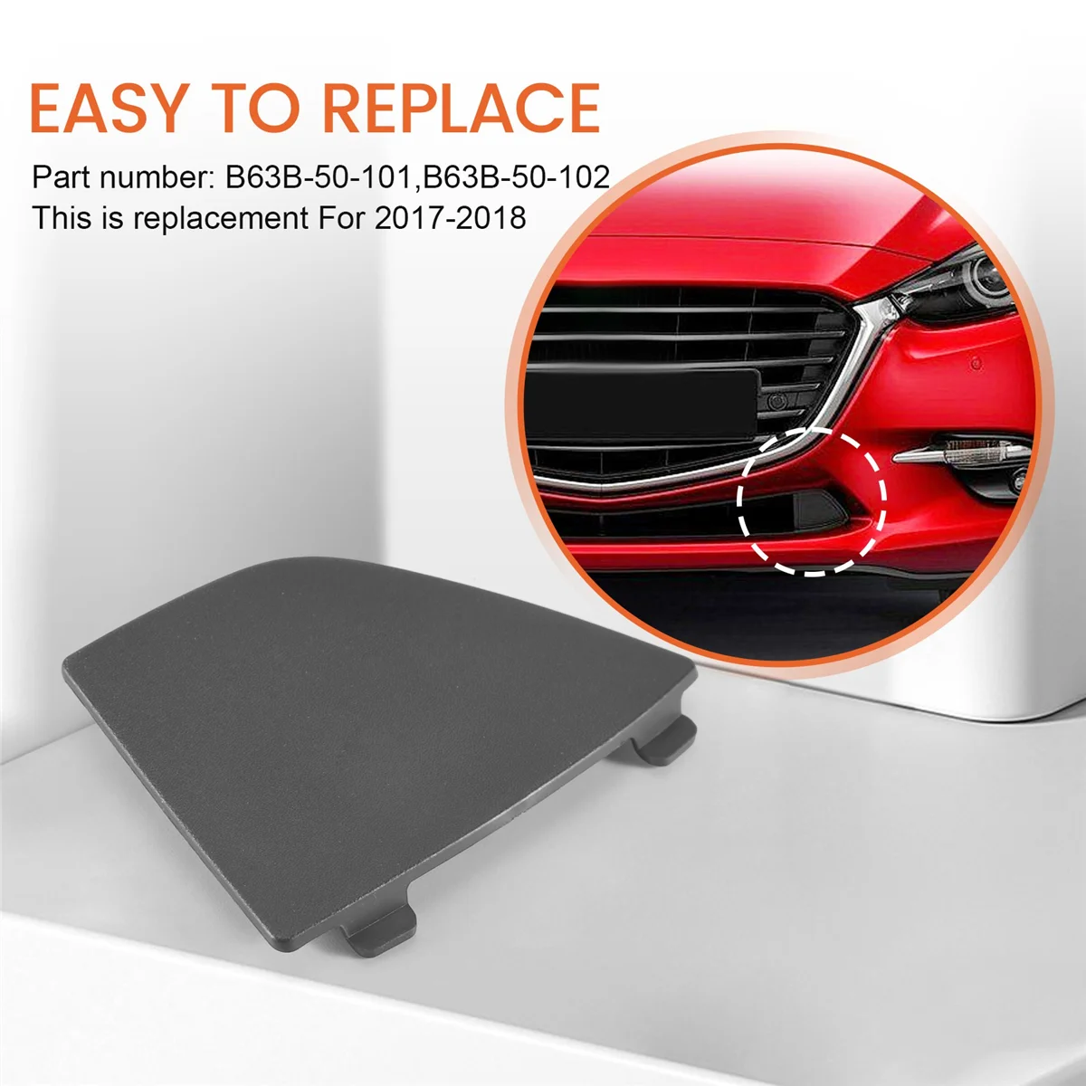 B63B-50-101 B63B-50-102 tappi della griglia della copertura dell'occhio del gancio di traino del paraurti anteriore inferiore dell'automobile per 2017-2018