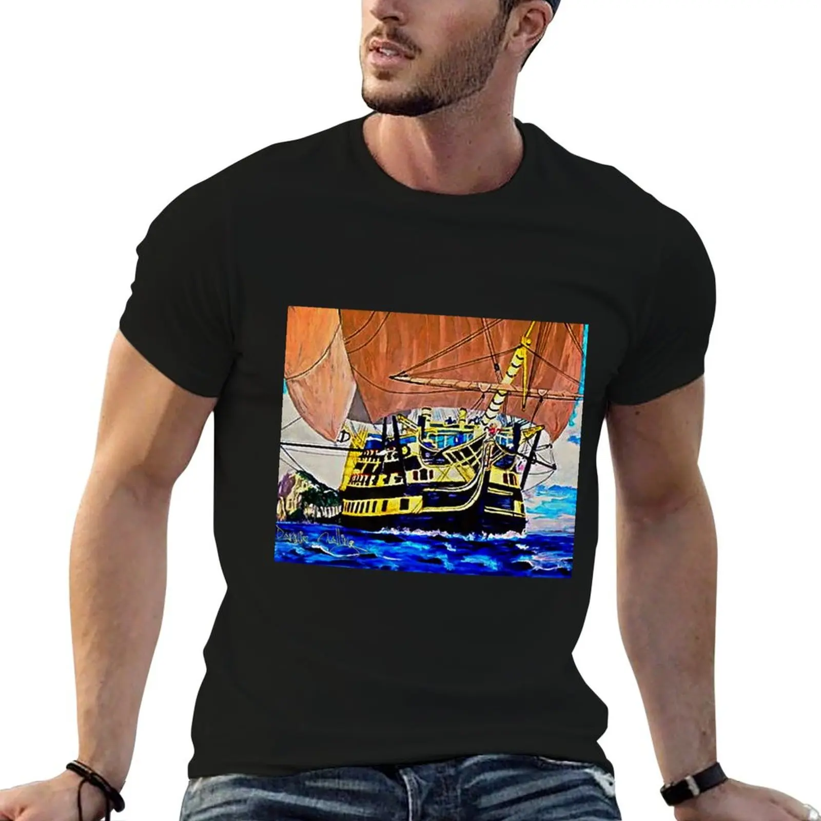 

My Acrylic painting of HMS Victory Leaving Gibraltar 1805 T-Shirt man t shirt designer T-Shirt