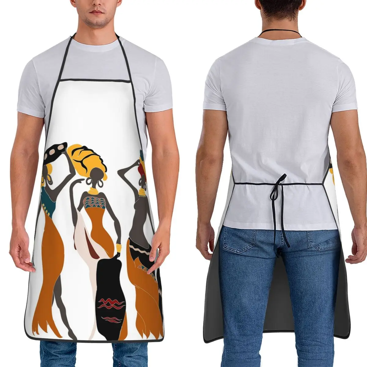 

Фартук в африканском стиле «Сила и изящность женщин», фартук для шеф-повара, кухни, столбик, водонепроницаемый нагрудник, кухонный сарафан для уборки для женщин и мужчин