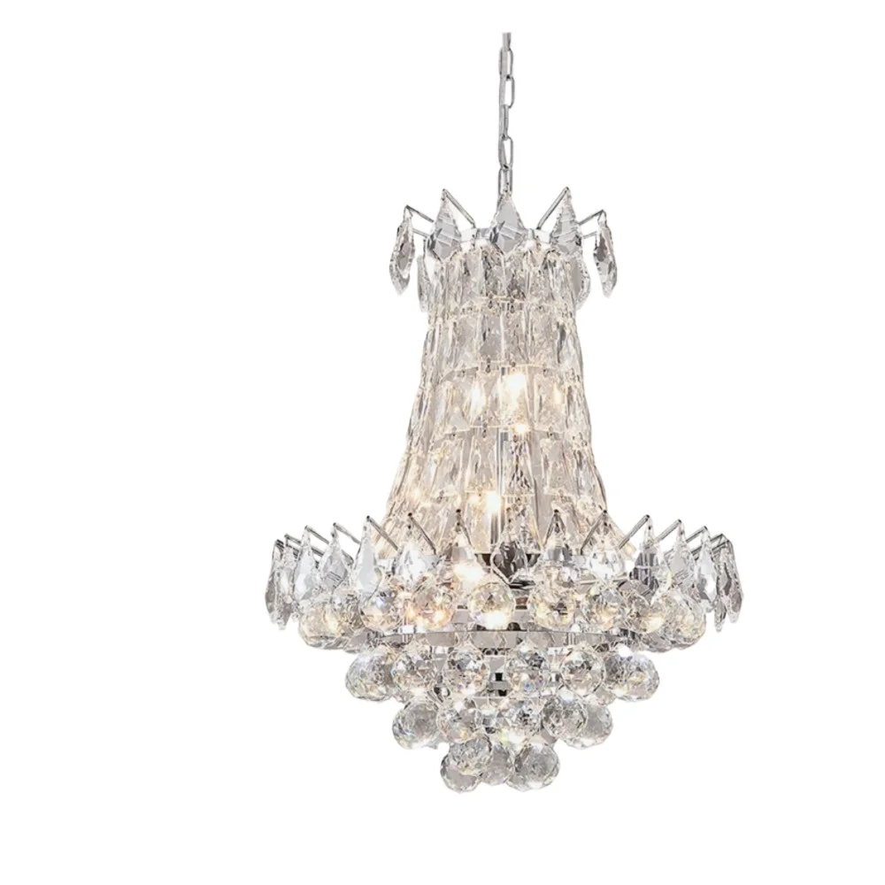 21.6 Inch Dimmable Modern Crystal Chandelier, 6-Light Crystal Ceiling Light for Living Room Bedroom Dining Room Study
