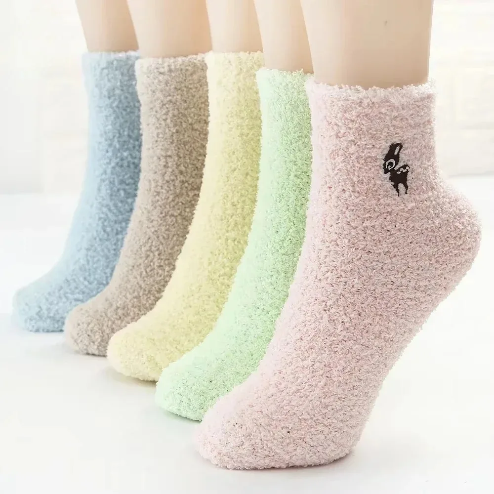 

Зимние носки из кораллового флиса для женщин и девочек, теплые, толстые, плюшевые, милые носки с принтом оленя, носки для сна, уютные домашние носки, подарок, кавайные, 1 пара