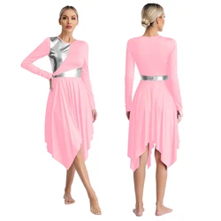 Womens Irregular Hem Liturgical Worship Dance Dress Ballroom Modern Lyrical Dance Dress Church Choir Dance Performance Costume