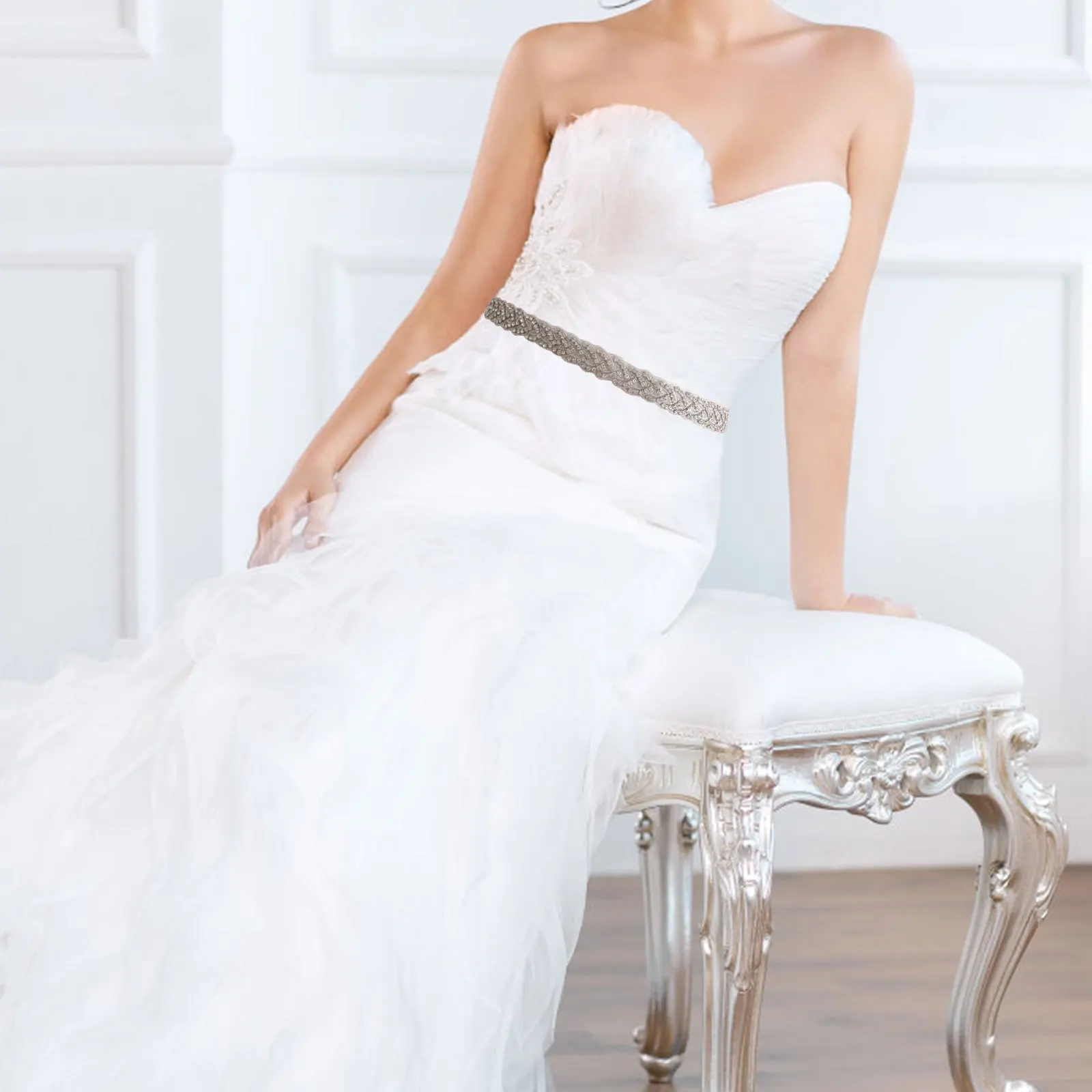 

1pc Rhinestone Waistband Water Drill Girdle For Bridal Wedding Dress Belt Party Accessory Female Waistband Decorative Shining