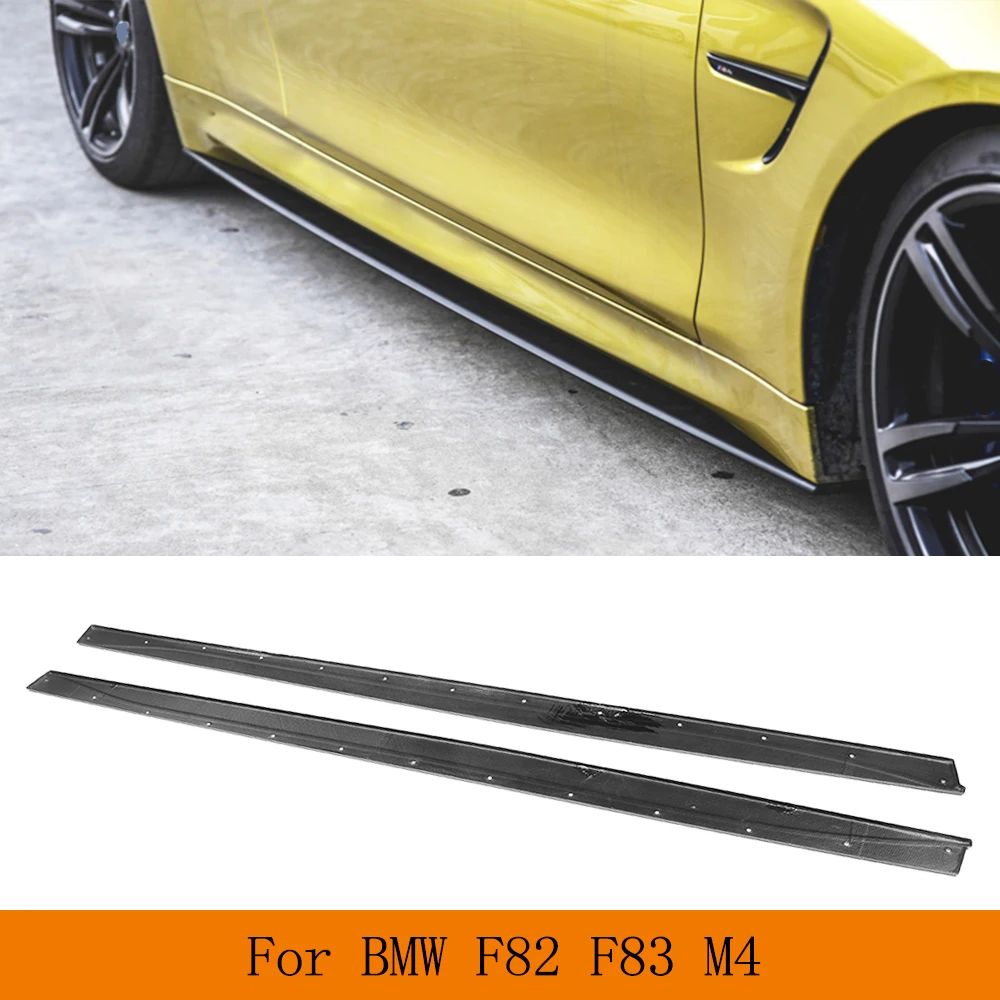 Real Carbon Fiber Side Skirts Bumper Extenstions Lip for BMW F82 M4 2-Door 2014-2017 Car Tunning Parts Door Rocker Panels