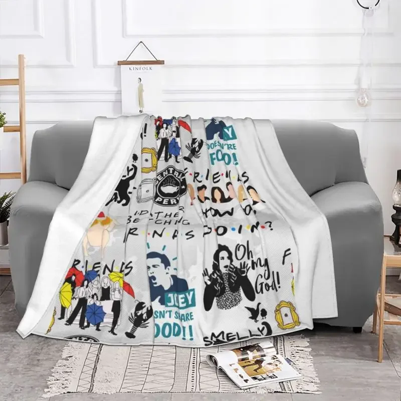 Funny Friends Collage Blanket 3D Printed Soft Flannel Fleece Warm TV Show Throw Blankets for Car Bed Sofa Quilt