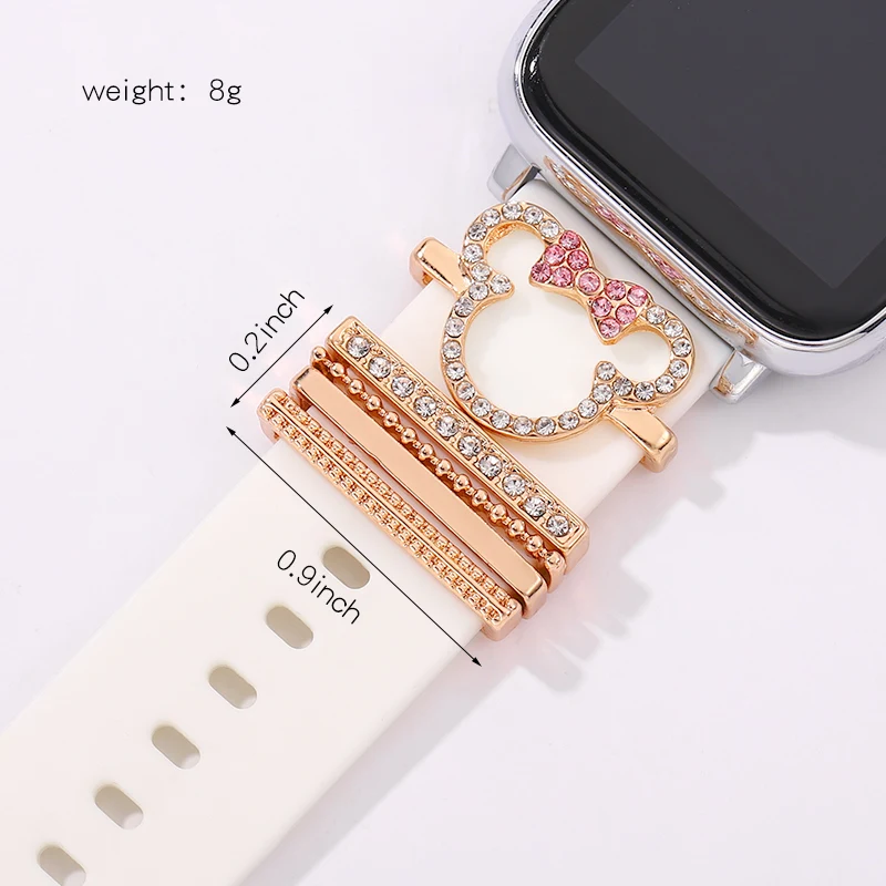 Dijes decorativos de dibujos animados para Apple Watch Band, accesorios de correa de silicona, Charm Nails, pulsera de reloj suave, Charm para Iwatch