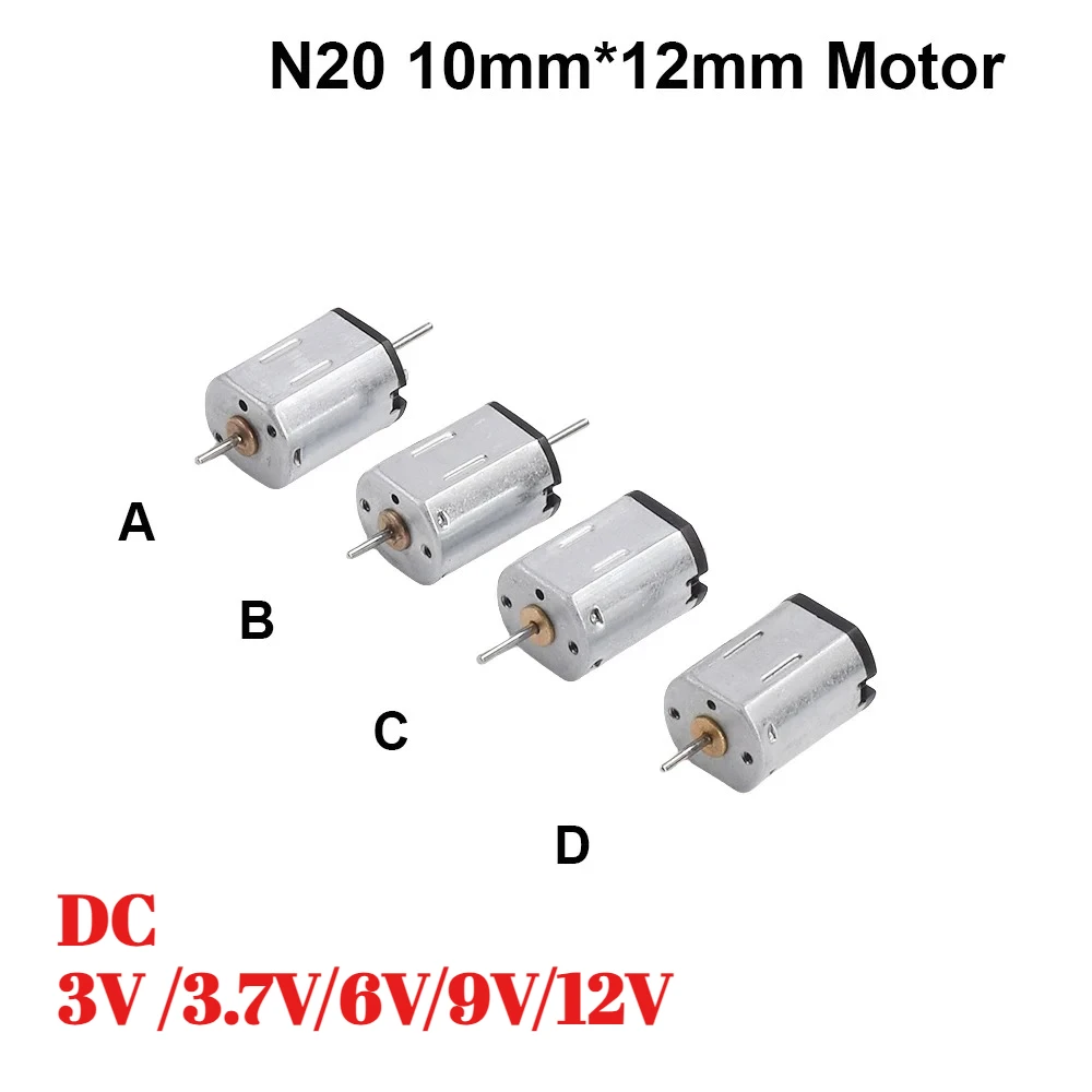 1pc 10mm*12mm N20 Motor DC3V 3.7V/6V/9V/12V Single/Dual Shaft 20000RPM High Torque for DIY Toy Car/Train/Aircraft