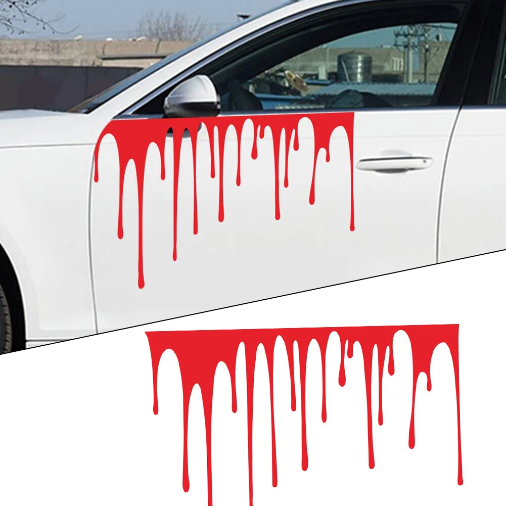 

Practical Car Sticker Graphics Decal 2pcs Accessories Car Body DIY Removable Replacement Side Door Terror Blood