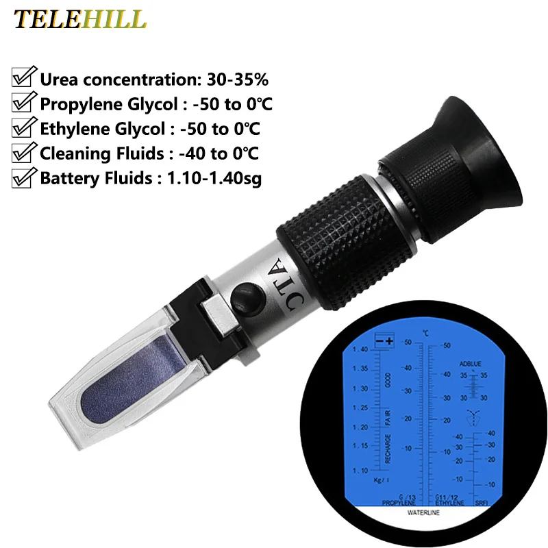 refratometro do carro bateria fluido refratometro testador de ureia anticongelante ponto de congelamento propileno etileno glicol detector em 01