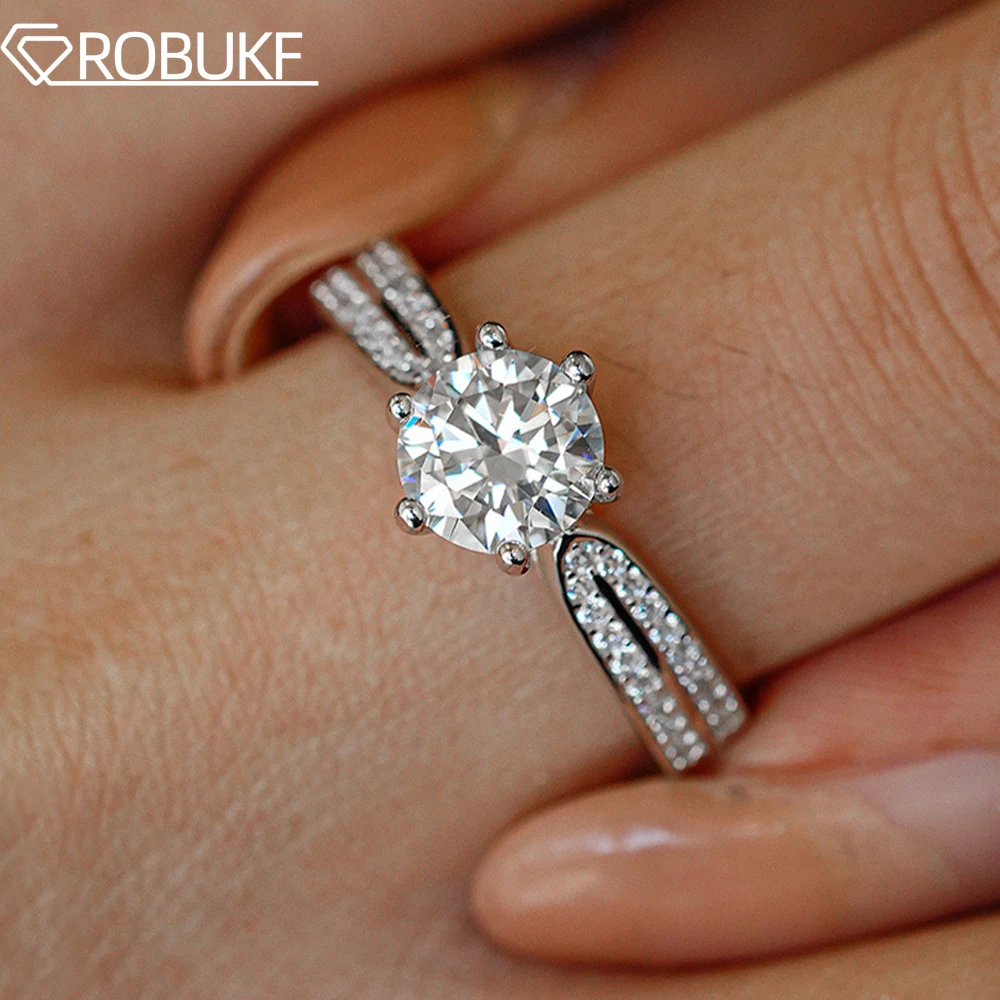 

Certified 0.5-3CT D Color Moissanite Ring For Women 925 Sterling Silver Sparkling Lab Diamond Two Row Wedding Band Jewelry Gifts