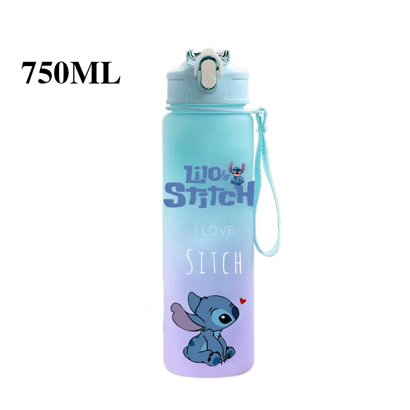 Botol air Disney Lilo Stitch, cangkir air berkemah luar ruangan kapasitas besar, anti bocor, teko plastik portabel