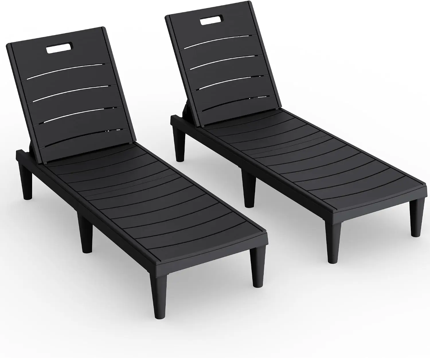 Outdoor Chaise Lounge Chair Set of 2, Waterproof PP Lounge Chairs | Lightweight with 5-Position Adjustable Back for Outside Pool Patio