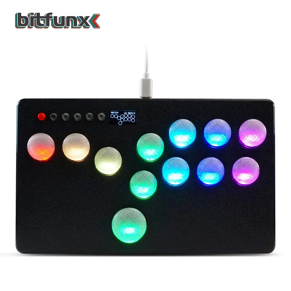 Mini Hitbox RGB botón Flatbox Arcade fighstick Hot SWAP Kailh Switch Arcade Stick Controller para PC/PS3/PS4/Switch