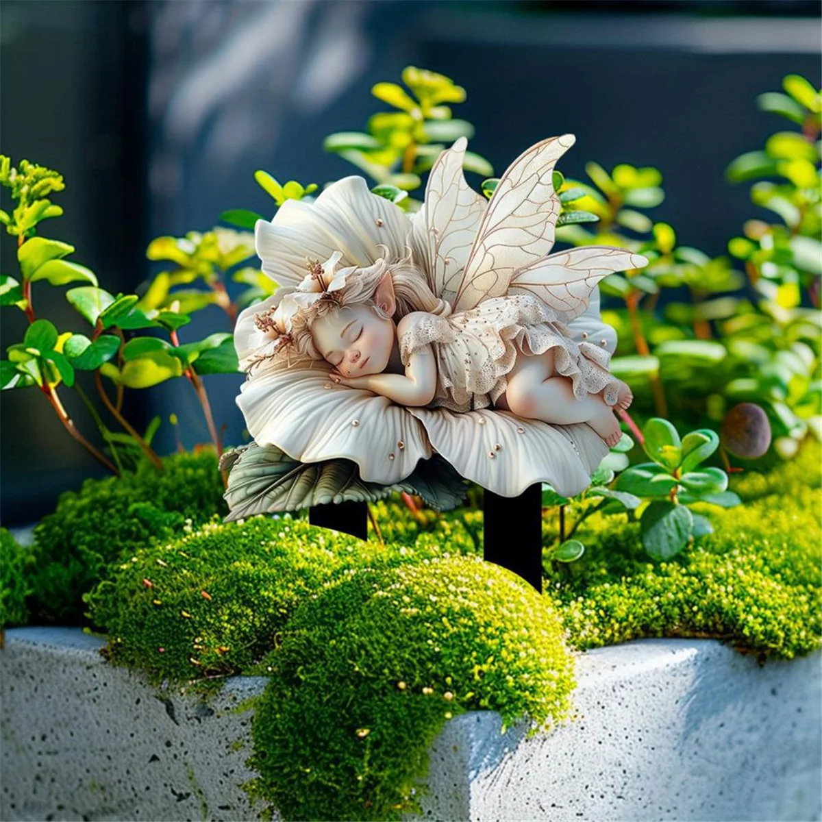 A71P الأبيض لوتس الجنية حديقة حصة الاكريليك اناء للزهور الديكور ضوء الشمس الماسك والحديقة المناظر الطبيعية الفن