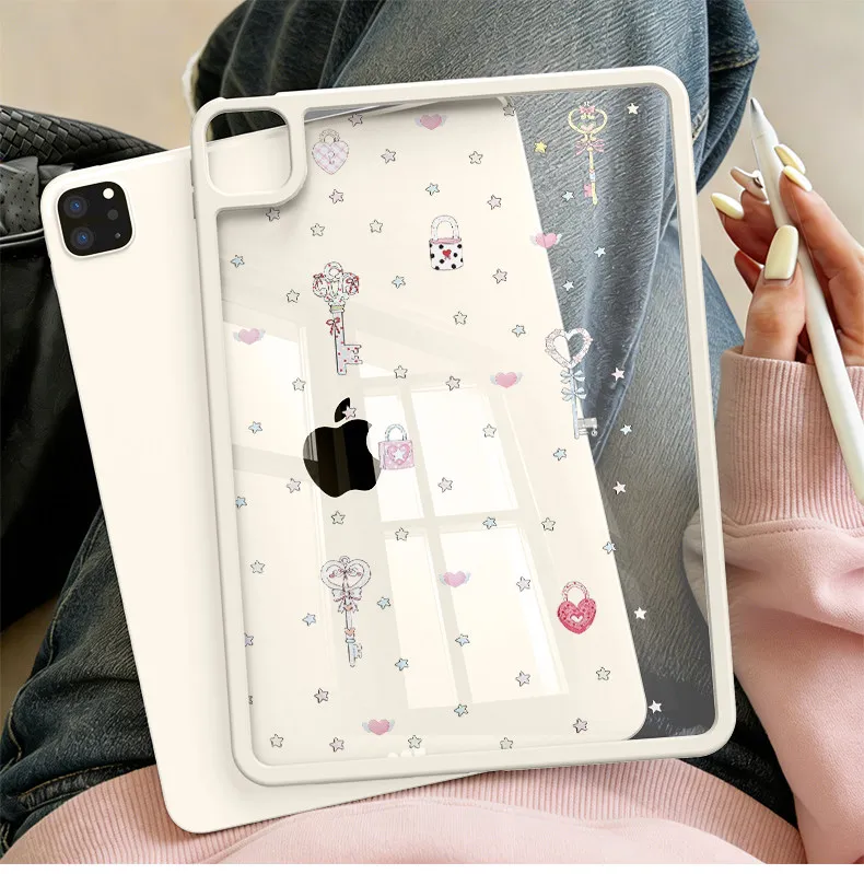 Ins Full Screen Stars Y2K Kawaii Clear Cover For iPad Pro 13 11th M5 M4 12.9 A16 10 8 7 9th 10th Air 11 M2 M3 Mini Tablet Case