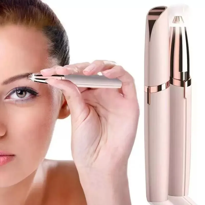 Aparador de sobrancelhas elétrico portátil, recarregável por USB, removedor de pelos faciais para mulheres iniciantes, depilador de sobrancelhas.