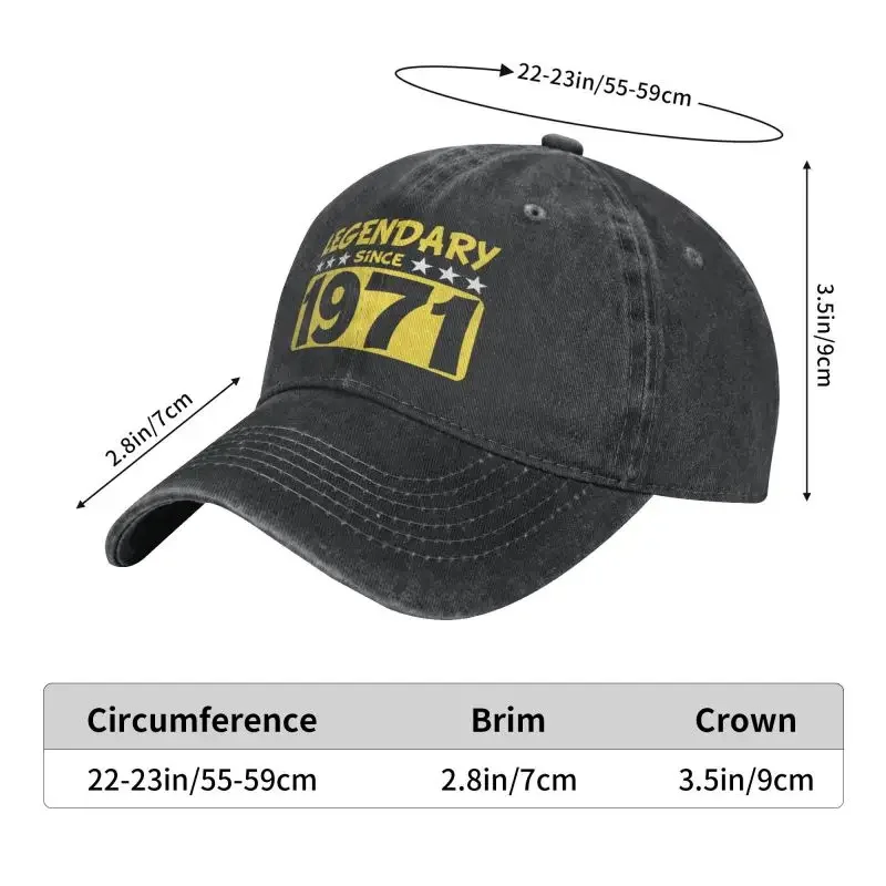 Custom Cotton Yellow Legendary Since 1971 Baseball Cap Men Women Breathable Dad Hat Outdoor