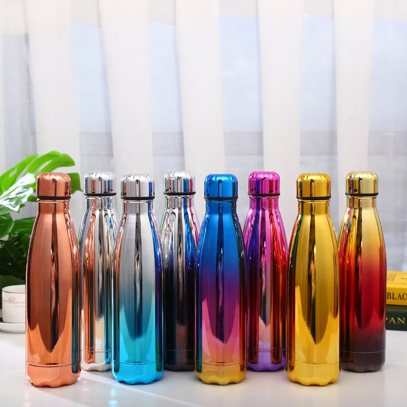 Galvanized Stainless Steel Color Changing Water Bottle Vacuum Insulated Thermos Flask Sport Workout Gym Drink Cup Travel Kettle