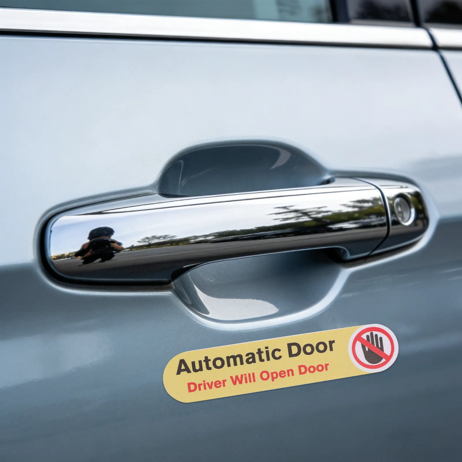 8Pcs Car Door Sticker Automatic Door Reminder Label Driver Operated Waterproof Sunproof Vehicle Safety Decals for Taxi Van