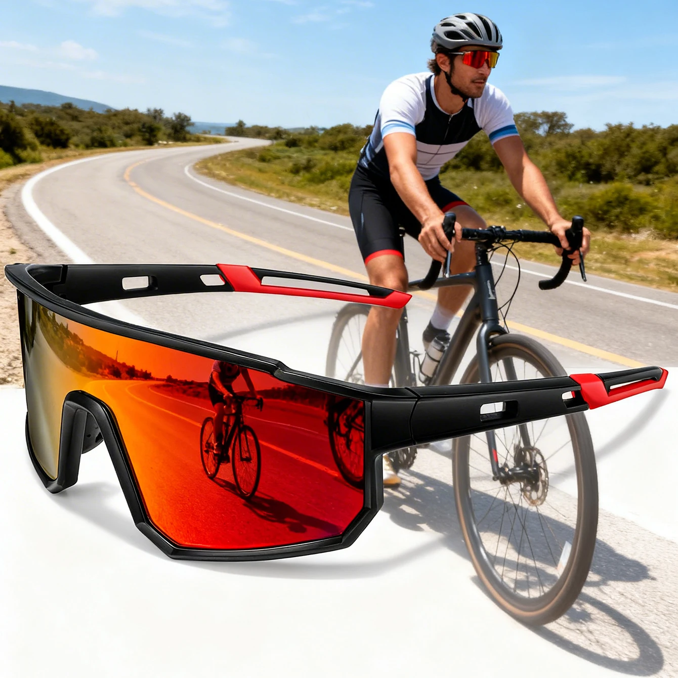Unisex UV400 Fahrradbrille Modische Marke Neuer Stil Winddichte Fahrrad-Straßenbrille für Männer Frauen Wandern Camping Autofahren