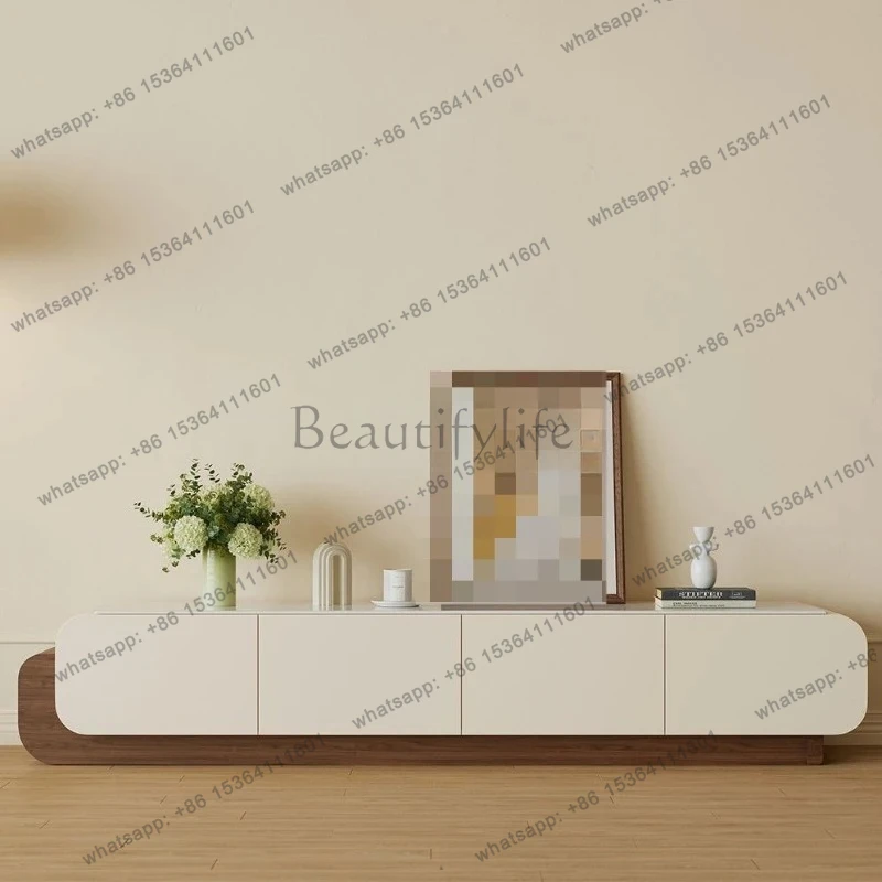 microcrystalline stone retractable TV cabinet light luxury high-end floor-to-ceiling living room home TV cabinet