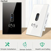Cerhot Need Neutral Wire IR Wall Light Switch Wave Infrared Sensor No Need Touch EU UK 220V Glass Screen Panel Electrical