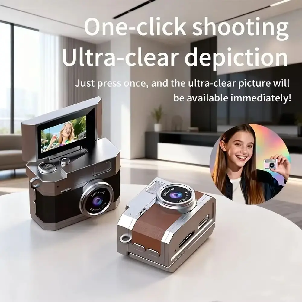 1.47 Inch Screen Thumb Keychain Camera 180° Flip Screen Neck Strap Design Mini Digital Camera HD 1080P Selfie Flip Screen Camera