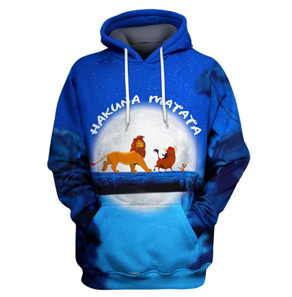 MINISO Anime The Lion King Simba 3d Printed Hoodies Kids Long Sleeve Hooded Sweatshirt Kids Adults Trendy Pullover Tops Clothing