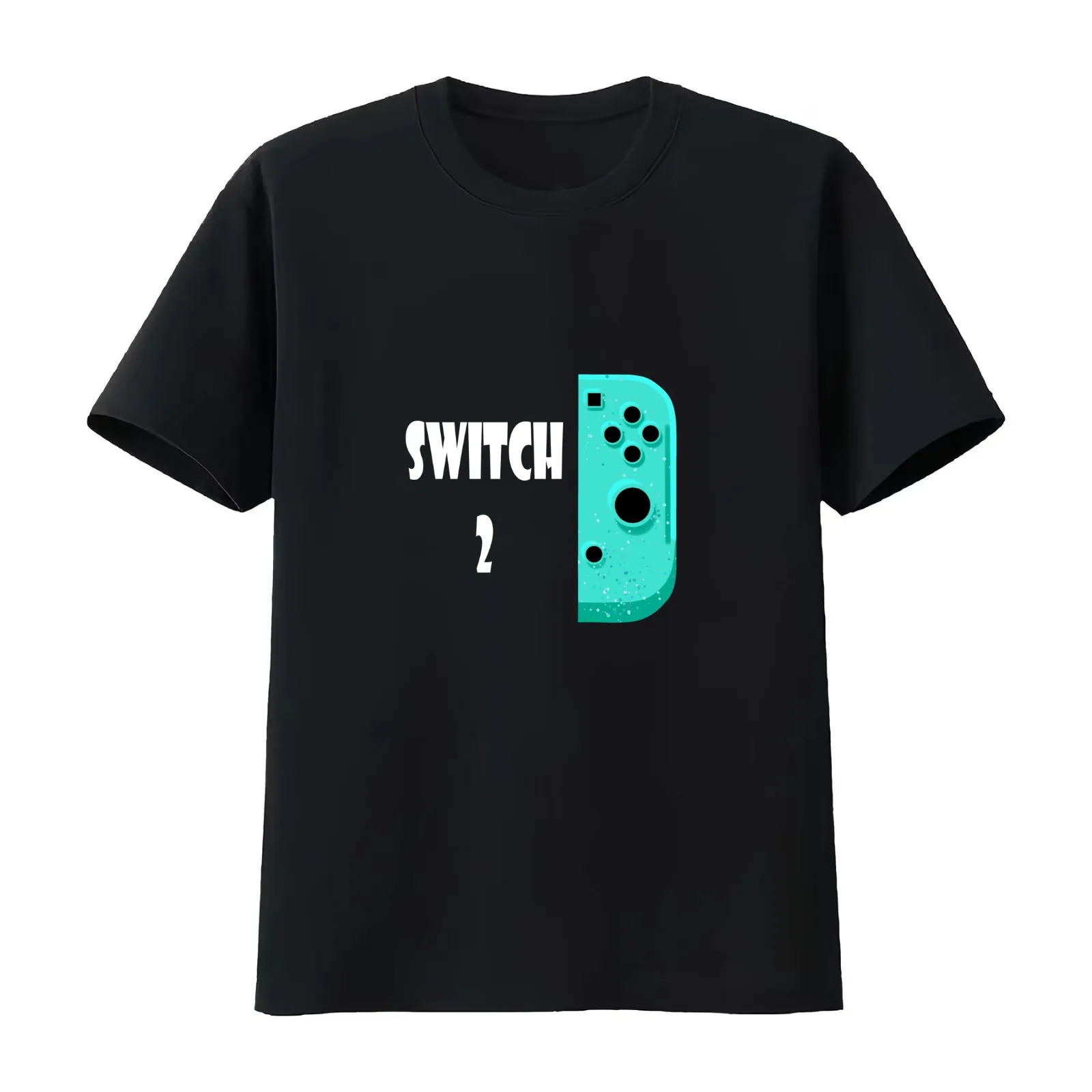 Switch 2 T-Shirt Summer Casual Cotton Tee Oversized Streetwear Tops Vintage Graphic Print Loose Fit Short Sleeve