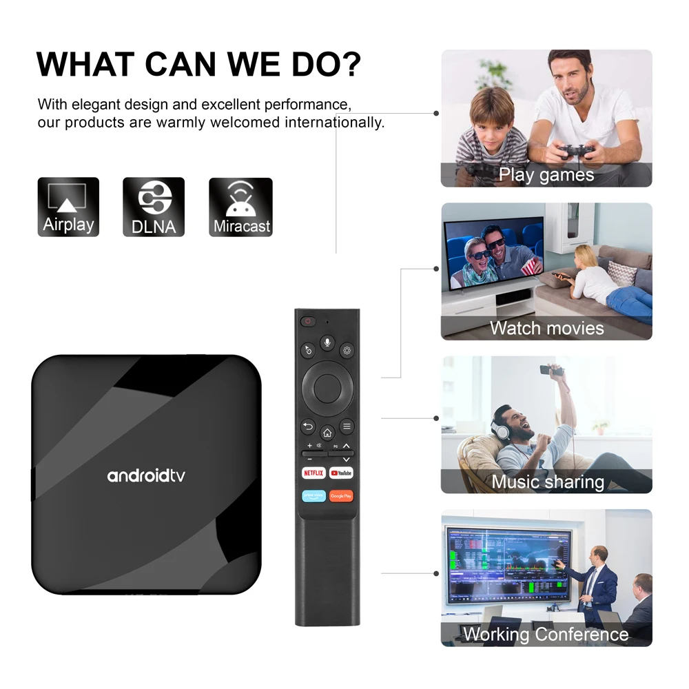 MYSTB TV Box Android 14 8K ATV S905W2 Quad Core 2.4G 5G Dual Wifi BT5.2 Support SPDIF Smart Voice Control Set Top Box 4K Player