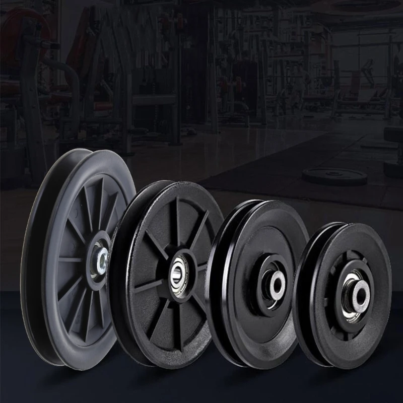 652D Nylon Bearing Pulley Wheel Round Black Wheel Cable Gym Fitness Equipment Part Exercise Machine Part and Pulley Accessory