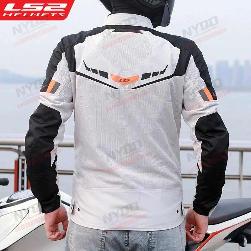LS2 MJ158 Motorcycle Jacket Men's and Women's Summer Mesh Breathable CE Certified Cycling Clothing Outdoor Protective Jacket