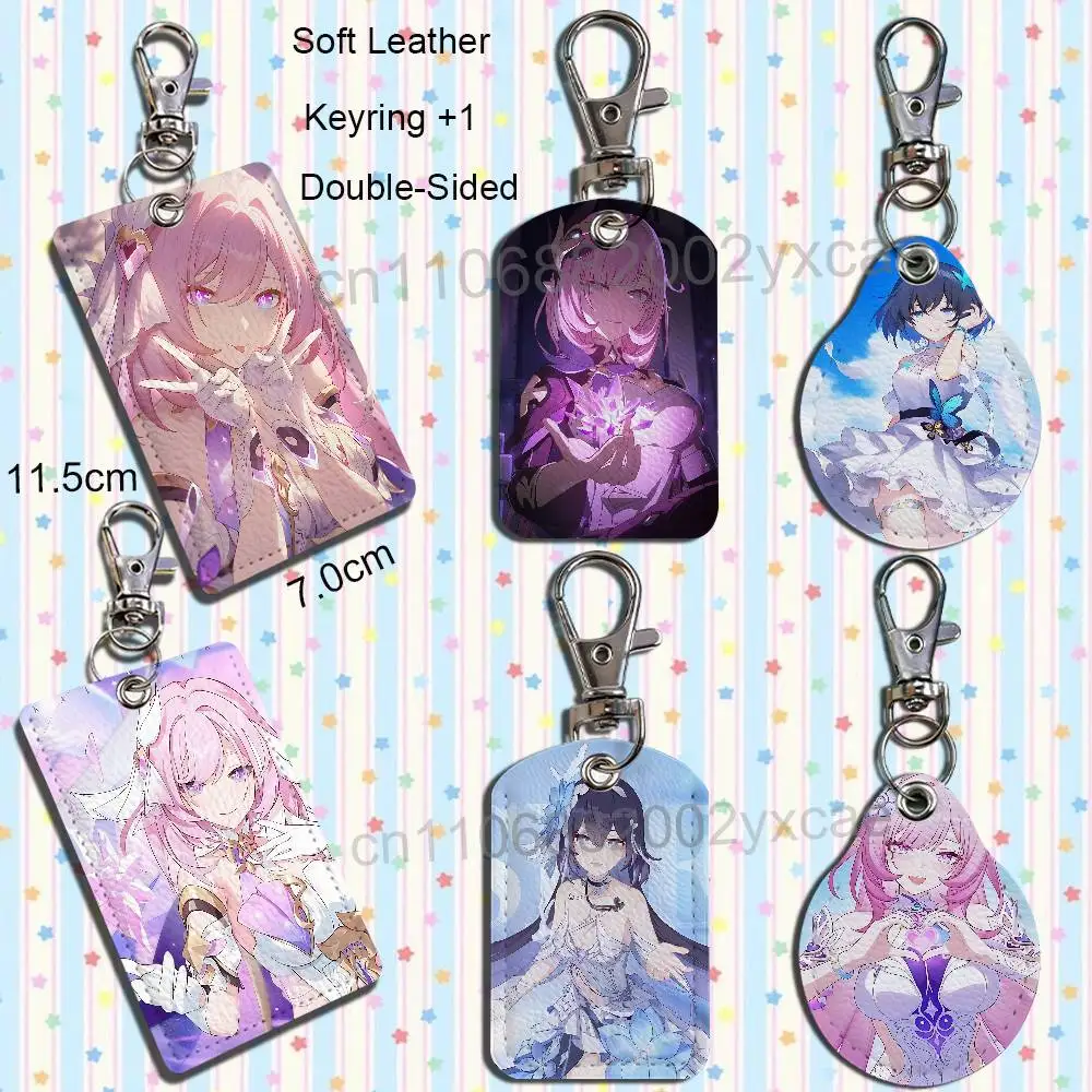 Elysia Seele Vollerei Honkai Impact Cartoon Movie Singer Leather Card Holder Can Store Access Control ID Card Subway case