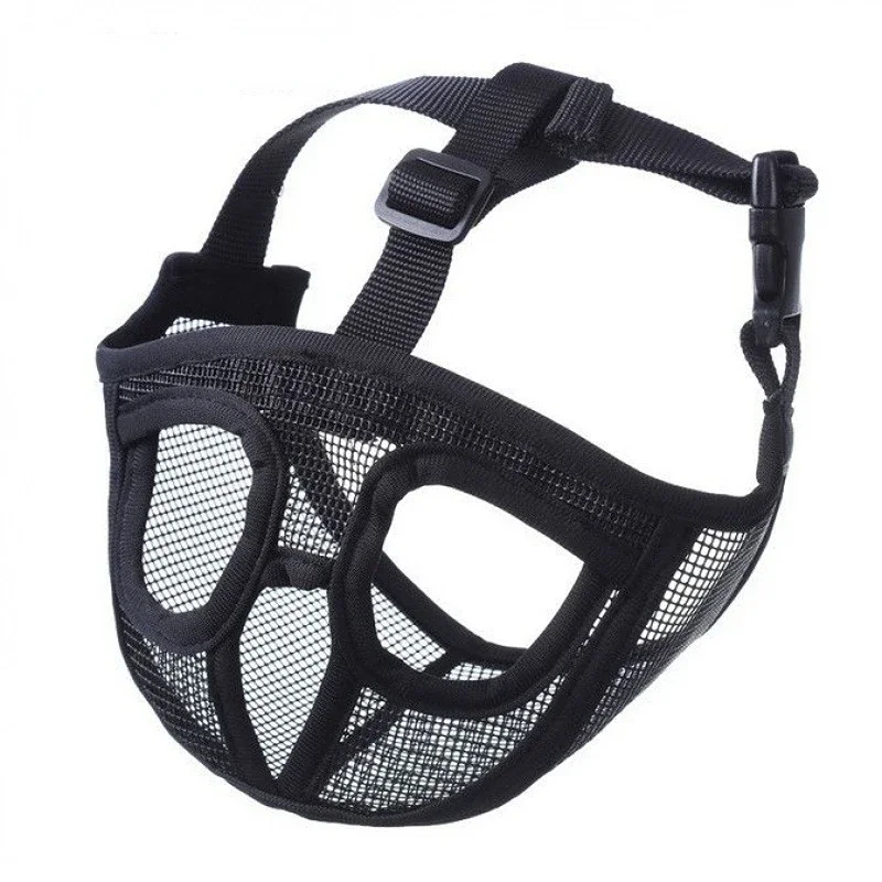 

Hot Sell Adjustable Breathable Mesh Bulldog Muzzle Short Snout Dog Muzzles training Dog Mask For Biting Chewing Barking